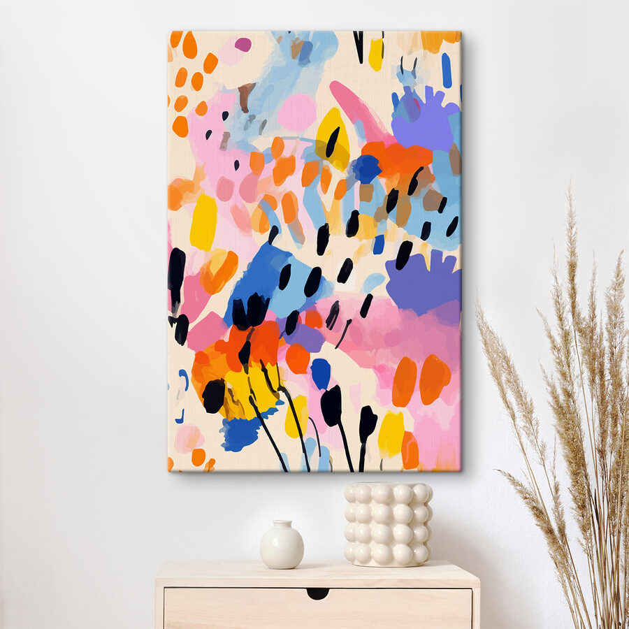 Tableaux Une peinture colorée de points noirs et de taches
