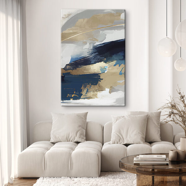 Une peinture bleue, blanche et brune Une peinture bleue, blanche et brune