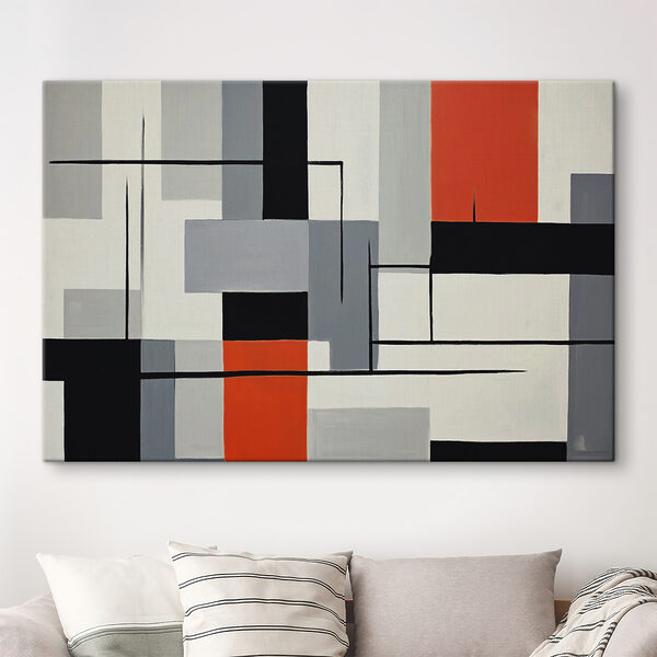 Une peinture de rectangles noirs, rouges et blancs Une peinture de rectangles noirs, rouges et blancs