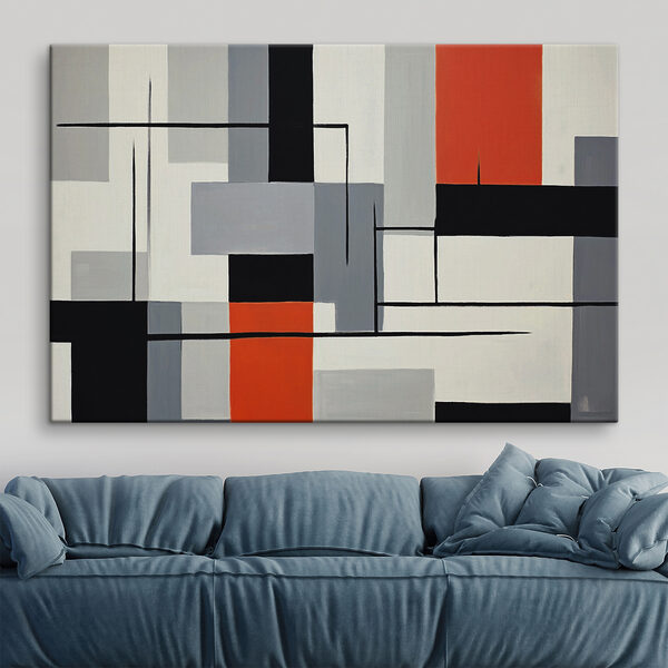Une peinture de rectangles noirs, rouges et blancs Une peinture de rectangles noirs, rouges et blancs