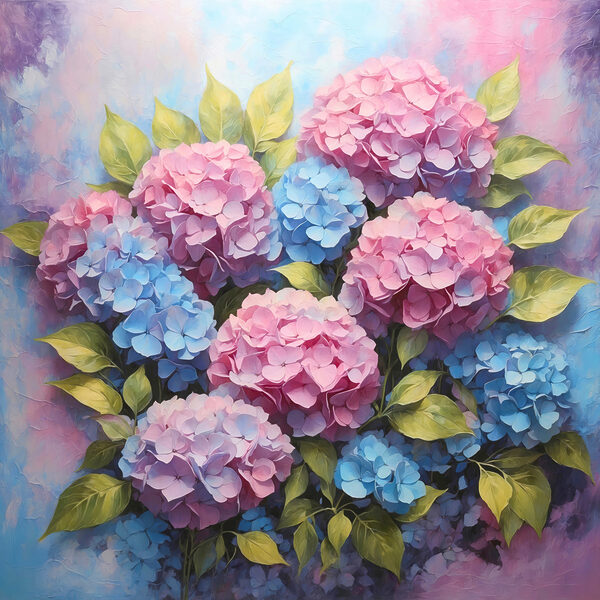 Une peinture de fleurs et de feuilles Une peinture de fleurs et de feuilles