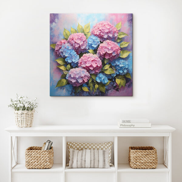 Une peinture de fleurs et de feuilles Une peinture de fleurs et de feuilles