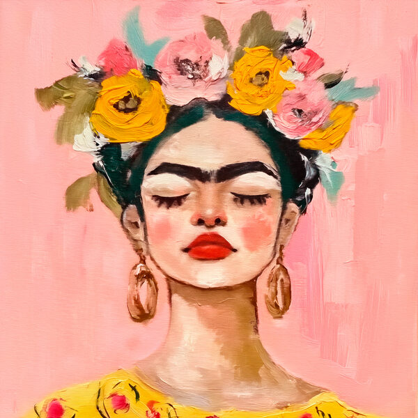 Peinture d'une femme avec des fleurs dans les cheveux Peinture d'une femme avec des fleurs dans les cheveux