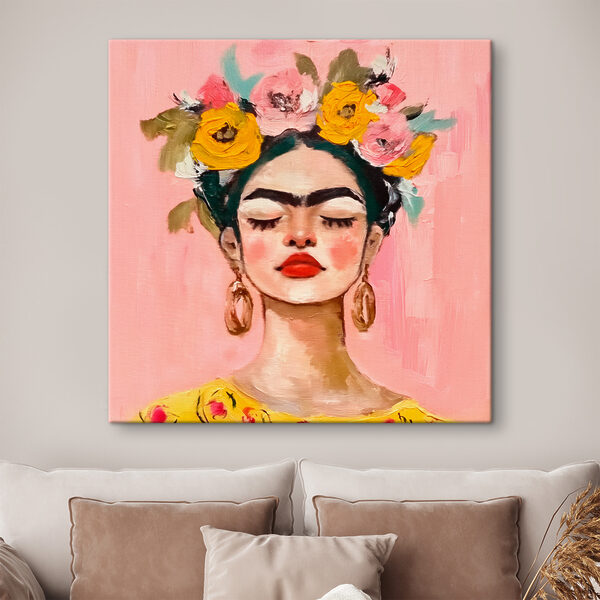 Peinture d'une femme avec des fleurs dans les cheveux Peinture d'une femme avec des fleurs dans les cheveux