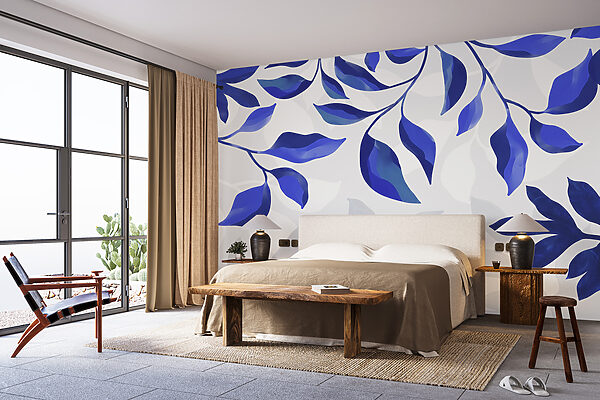 Feuilles bleues sur fond blanc Feuilles bleues sur fond blanc