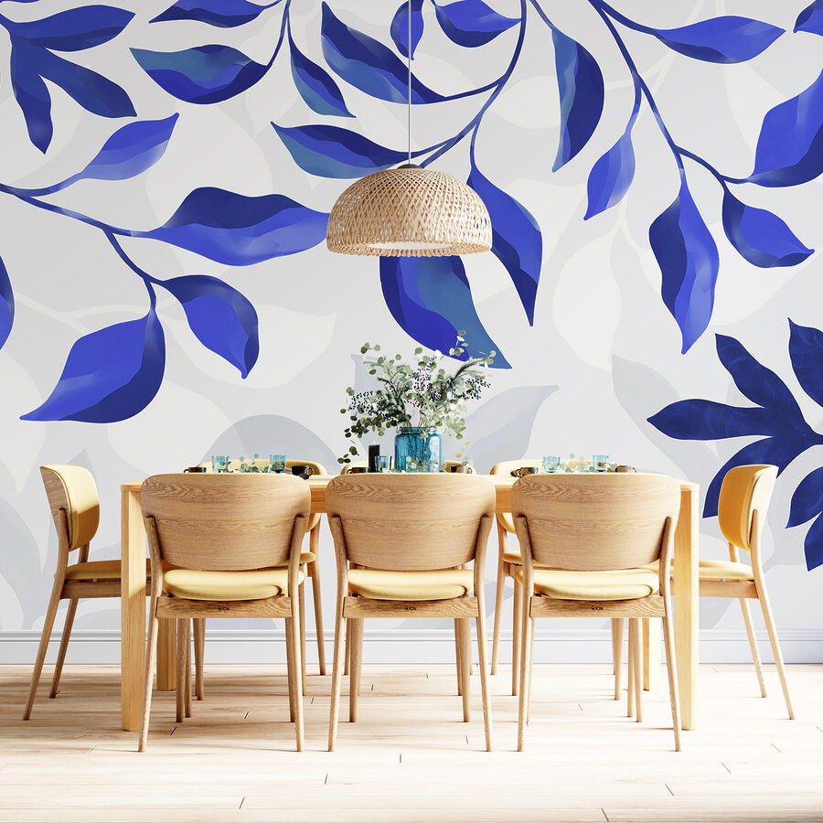 Feuilles bleues sur fond blanc Feuilles bleues sur fond blanc