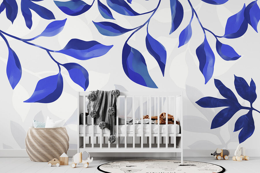Feuilles bleues sur fond blanc Feuilles bleues sur fond blanc