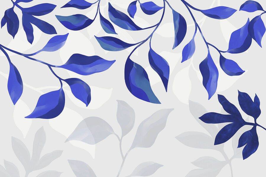 Feuilles bleues sur fond blanc Feuilles bleues sur fond blanc