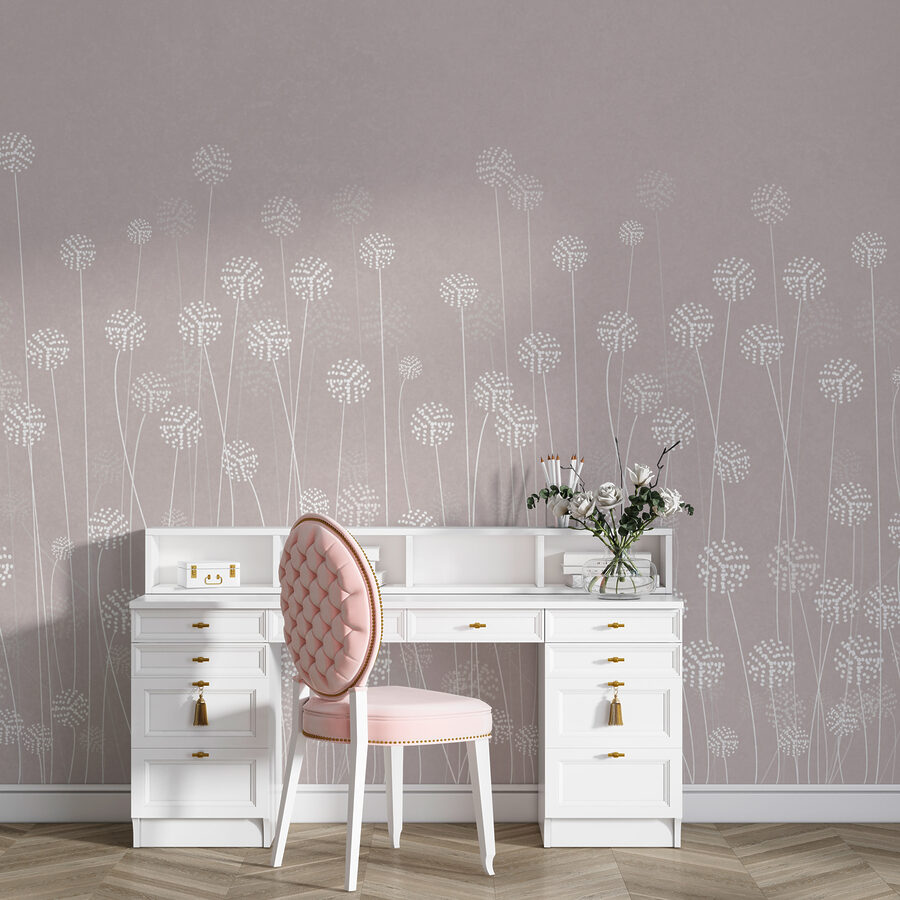 Fleurs blanches sur fond gris