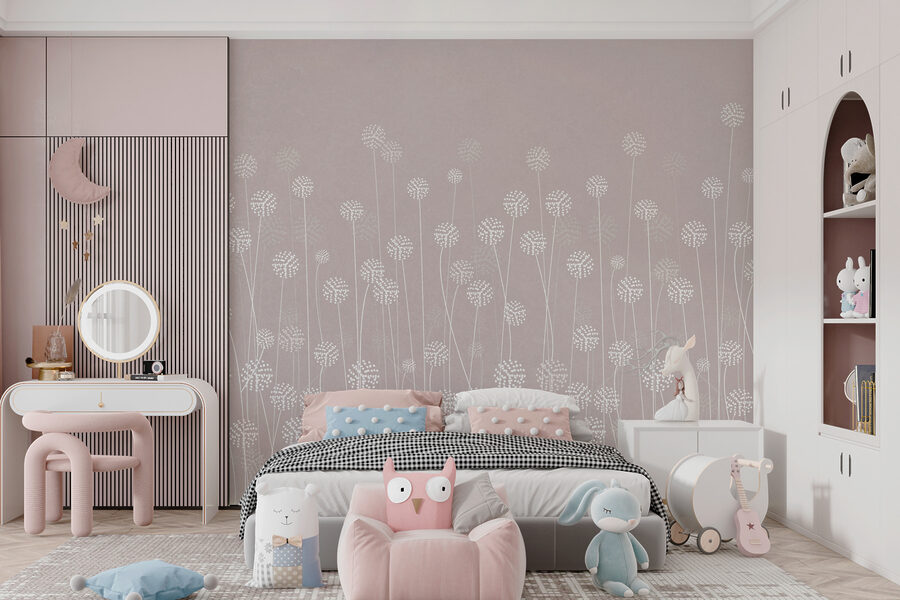 Fleurs blanches sur fond gris