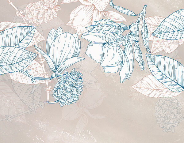 Un dessin de fleurs et de feuilles Un dessin de fleurs et de feuilles