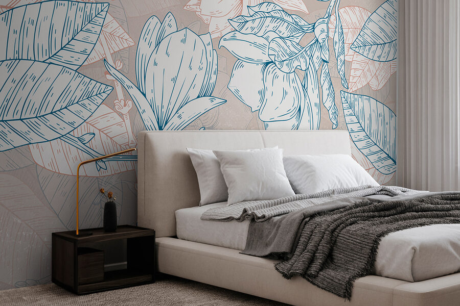 Un dessin de fleurs et de feuilles