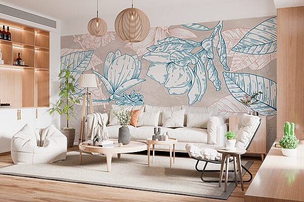 Un dessin de fleurs et de feuilles Un dessin de fleurs et de feuilles
