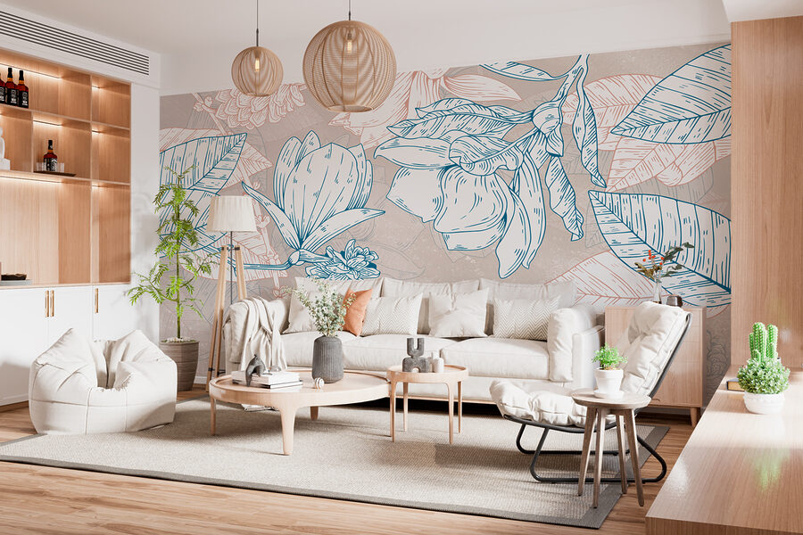 Un dessin de fleurs et de feuilles