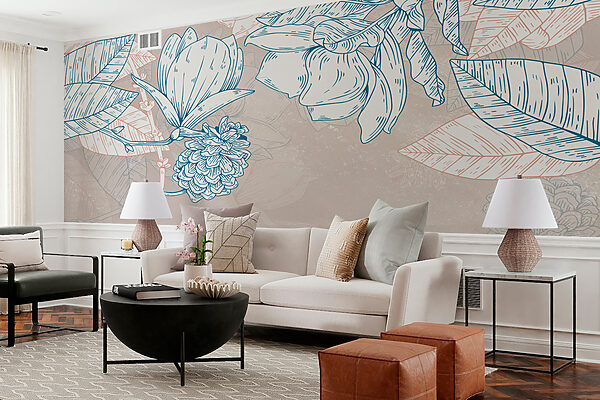 Un dessin de fleurs et de feuilles Un dessin de fleurs et de feuilles