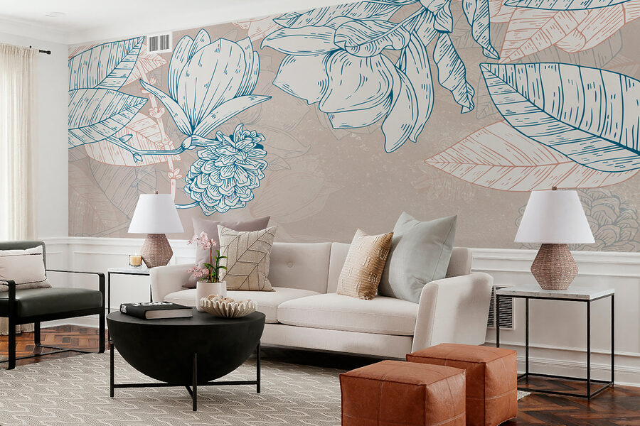 Un dessin de fleurs et de feuilles