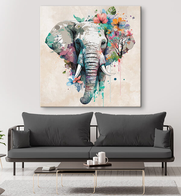 Un éléphant avec des fleurs et des feuilles Un éléphant avec des fleurs et des feuilles