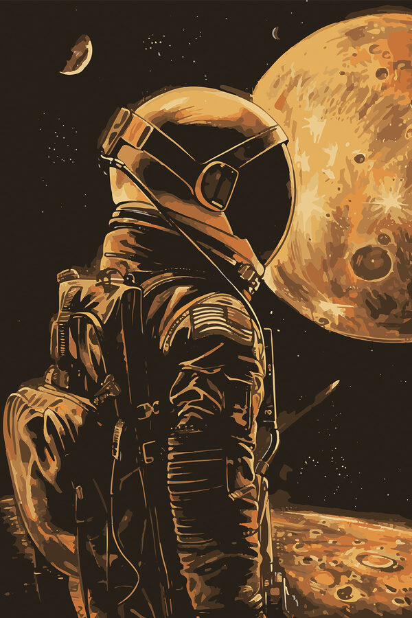 Une personne portant un casque et se tenant dans l'espace Une personne portant un casque et se tenant dans l'espace