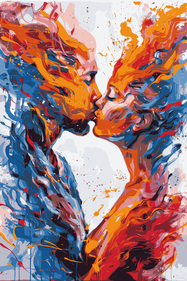 Un homme et une femme s'embrassent Un homme et une femme s'embrassent