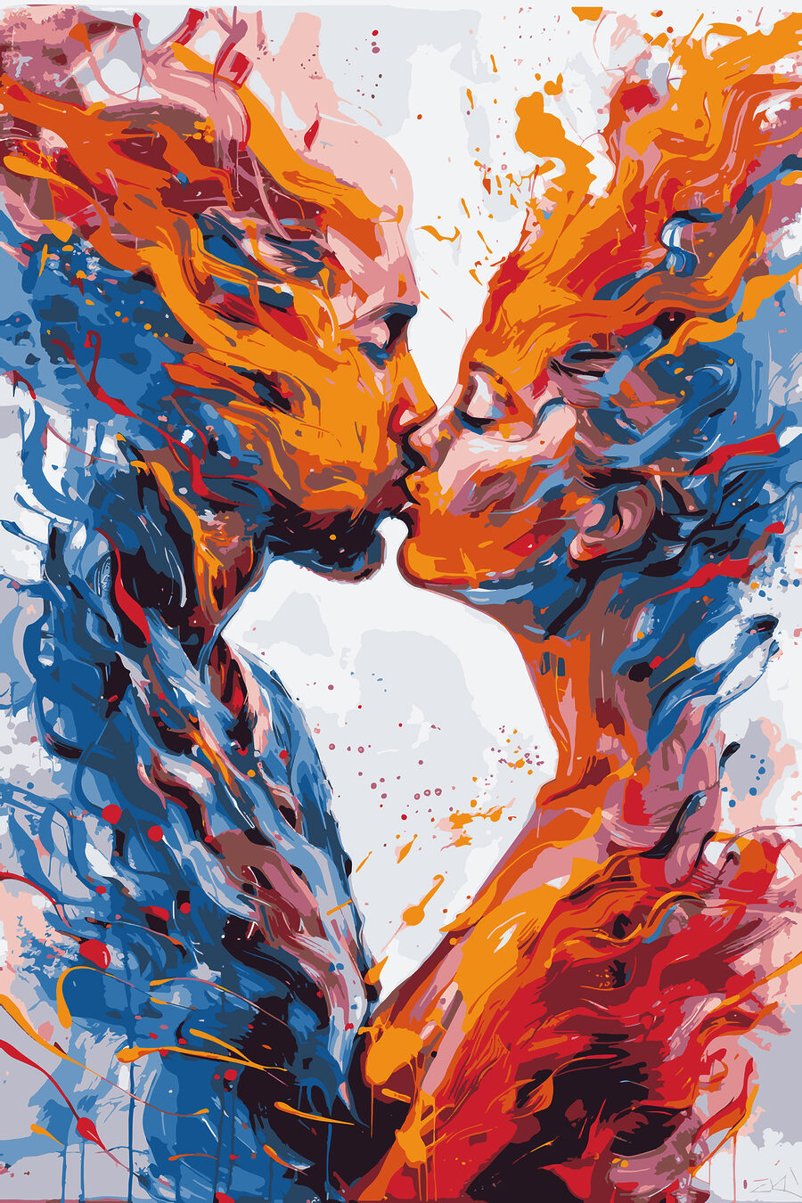 Un homme et une femme s'embrassent