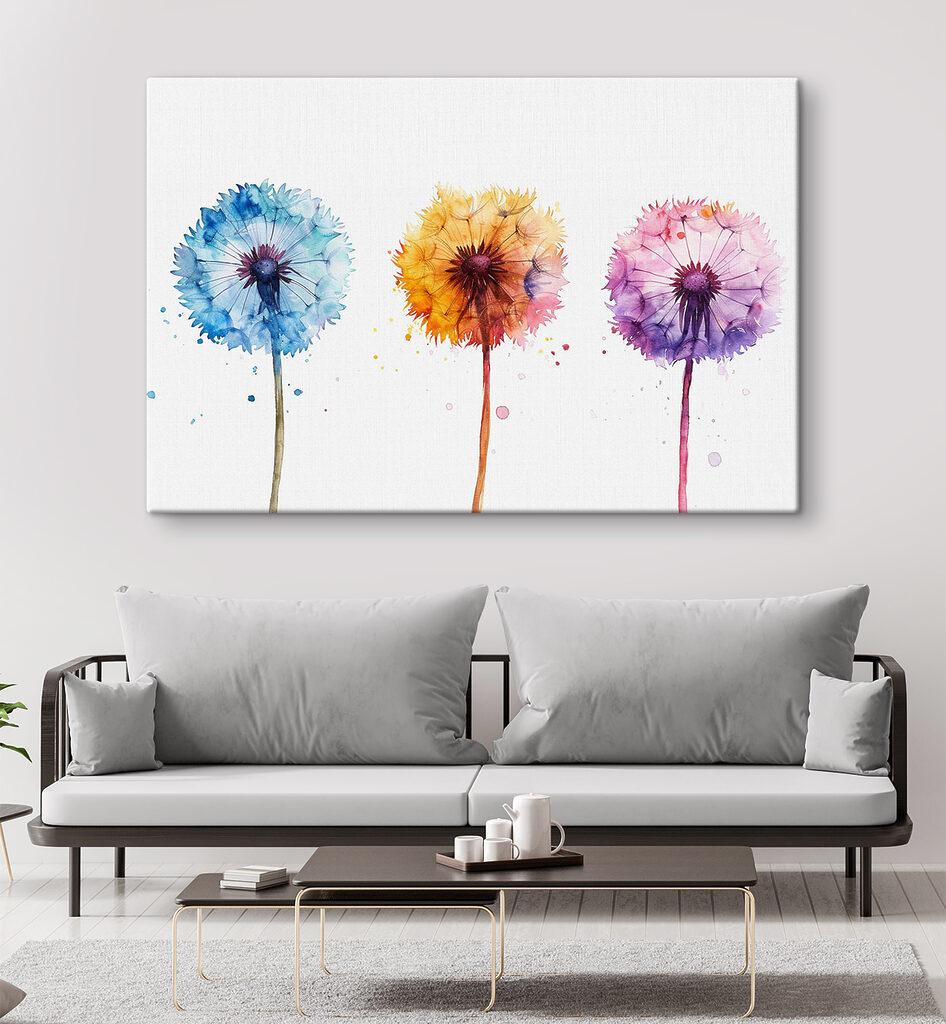A group of colorful dandelions A group of colorful dandelions