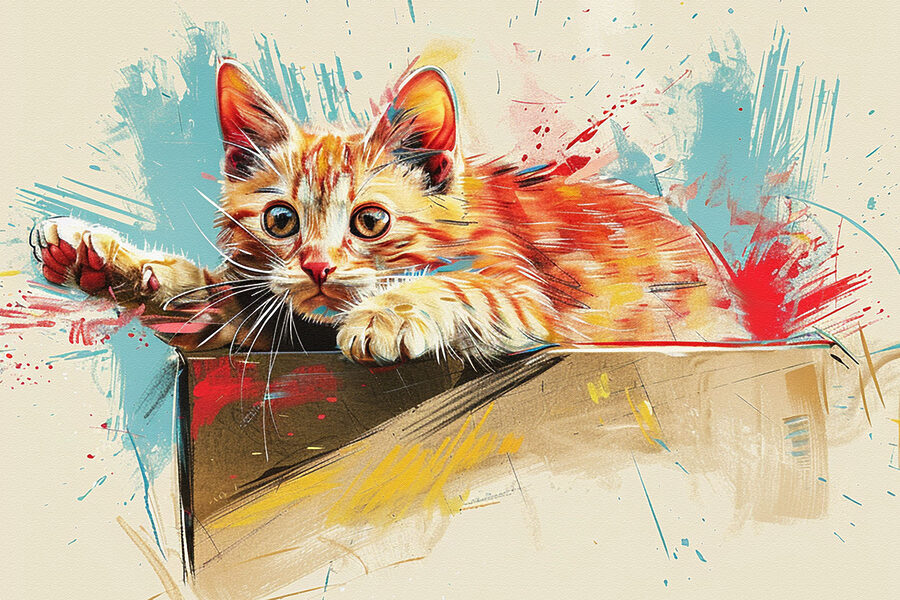 Un chat couché sur une boîte Un chat couché sur une boîte