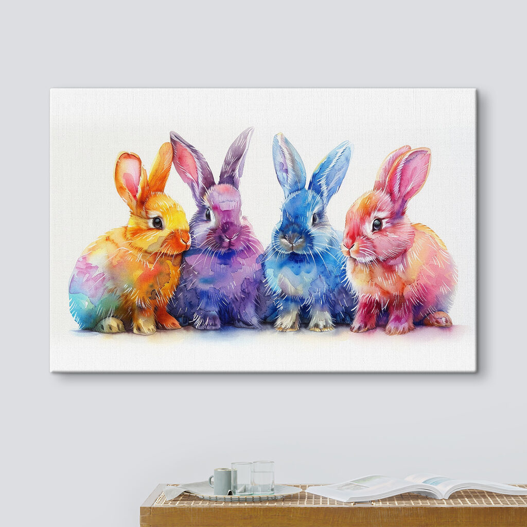 A group of colorful bunnies A group of colorful bunnies