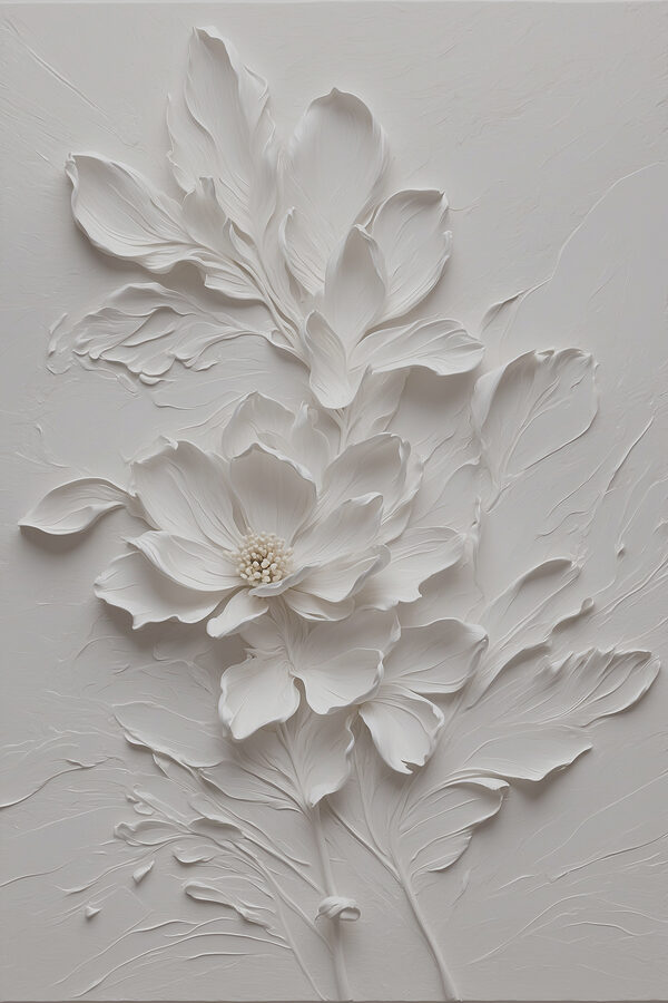 Une fleur blanche avec des feuilles Une fleur blanche avec des feuilles