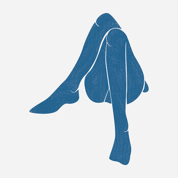 Dessin en bleu des jambes d’une femme Dessin en bleu des jambes d’une femme