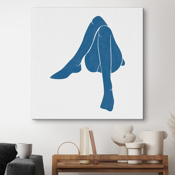 Dessin en bleu des jambes d’une femme Dessin en bleu des jambes d’une femme