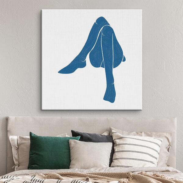 Dessin en bleu des jambes d’une femme Dessin en bleu des jambes d’une femme