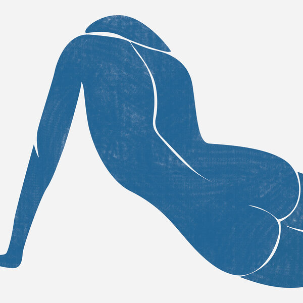 A blue drawing of a woman A blue drawing of a woman