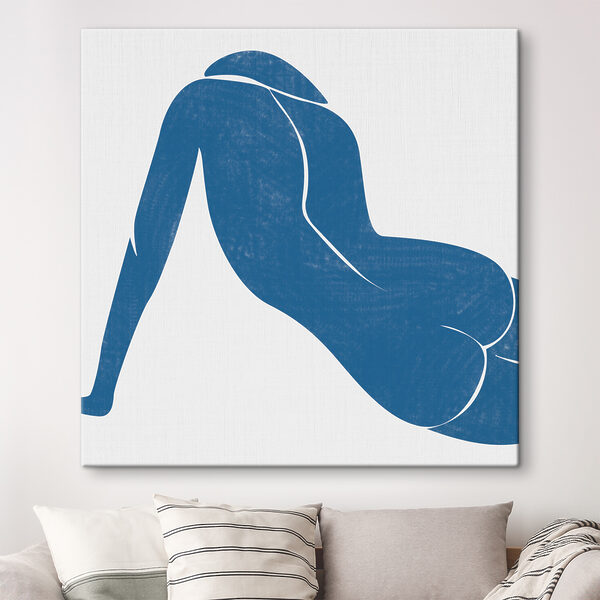 A blue drawing of a woman A blue drawing of a woman