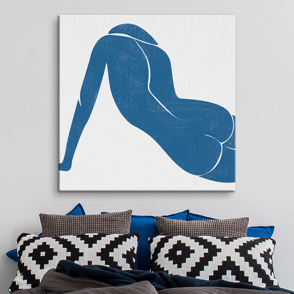 A blue drawing of a woman A blue drawing of a woman