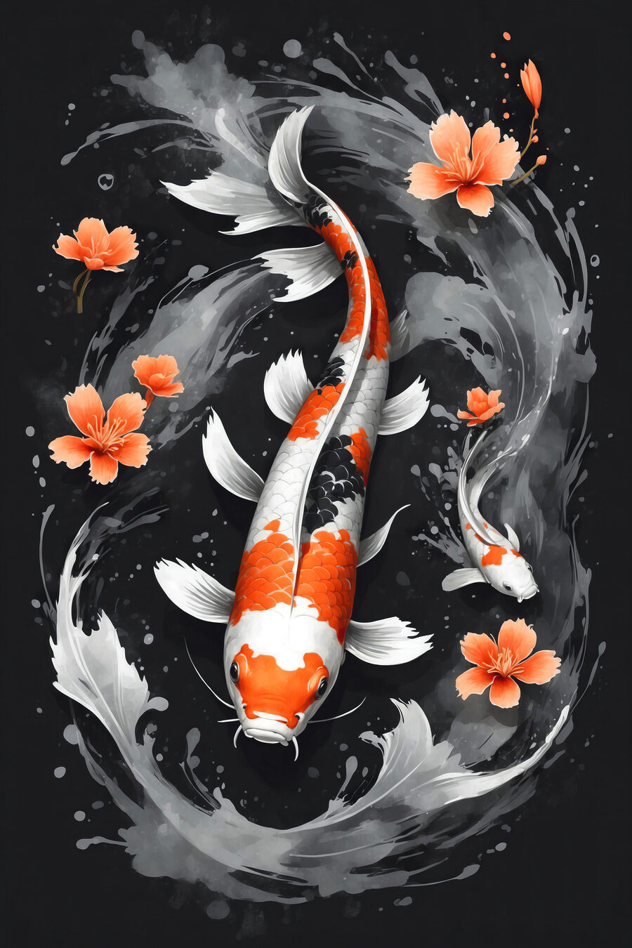 Un poisson avec des fleurs et de l'eau