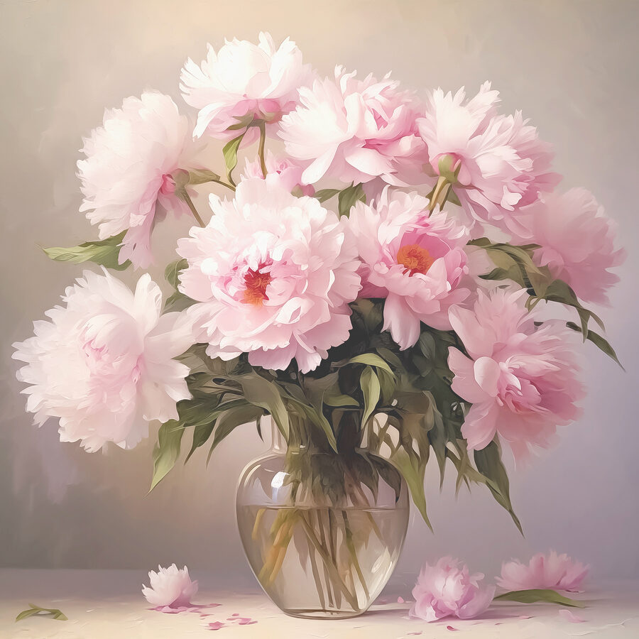 Un vase de fleurs roses