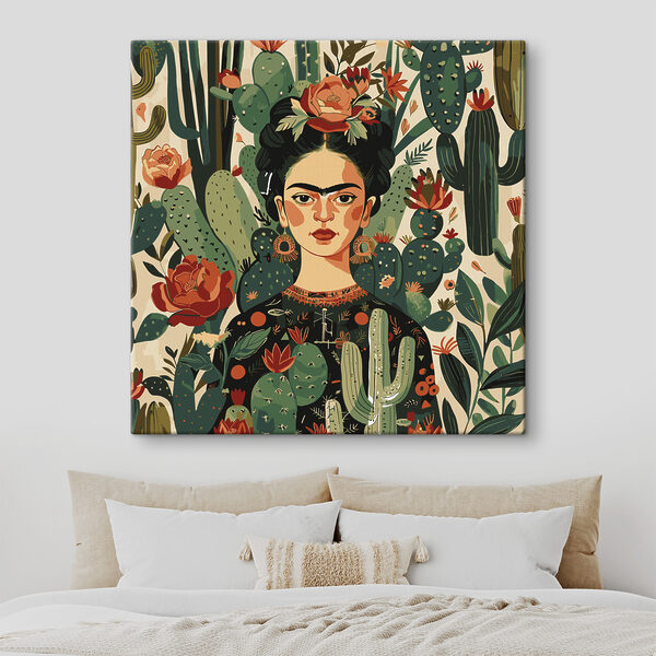Peinture d'une femme avec des cactus Peinture d'une femme avec des cactus