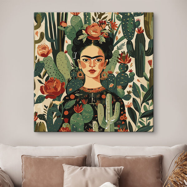 Peinture d'une femme avec des cactus Peinture d'une femme avec des cactus