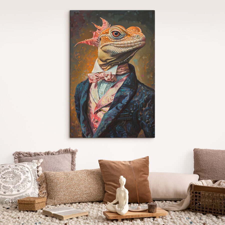 Un lézard en costume