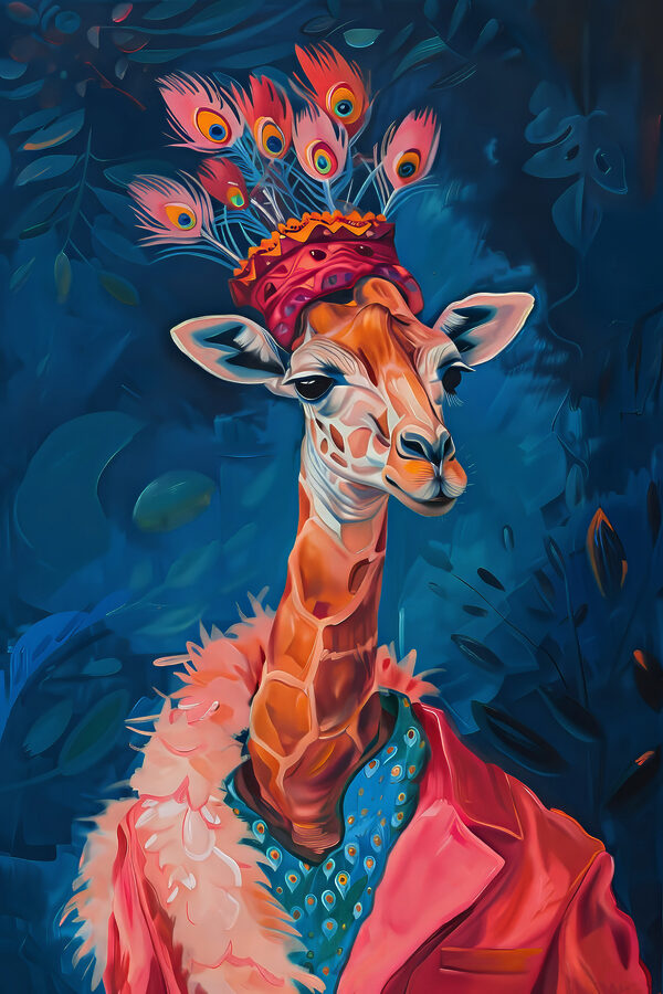 Une girafe portant un chapeau Une girafe portant un chapeau