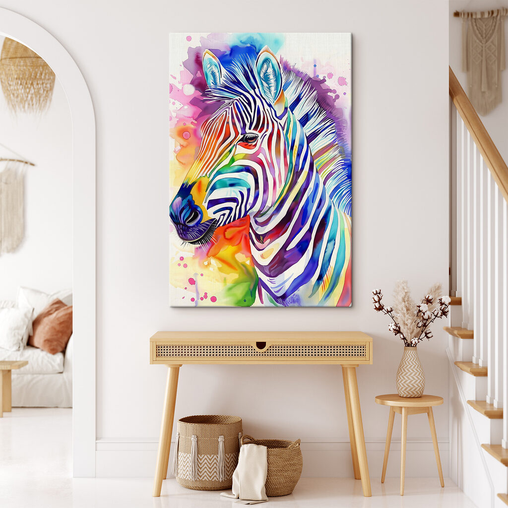 A colorful zebra with rainbow colors A colorful zebra with rainbow colors