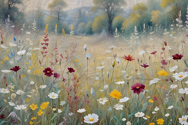 Peinture de fleurs dans un champ Peinture de fleurs dans un champ