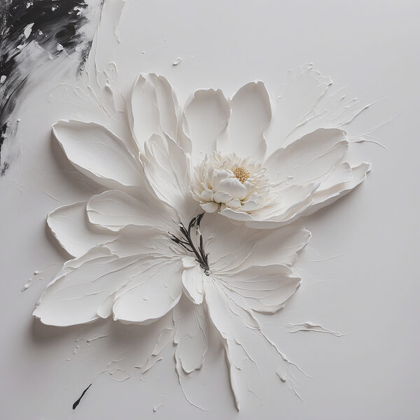 Une fleur blanche avec de la peinture noire Une fleur blanche avec de la peinture noire