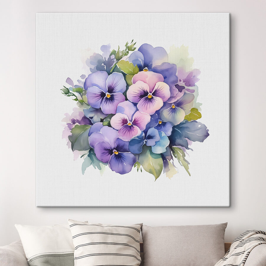 Un bouquet de fleurs violettes et bleues