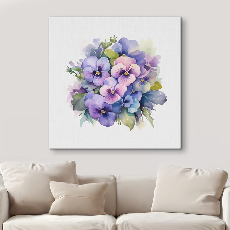 Un bouquet de fleurs violettes et bleues