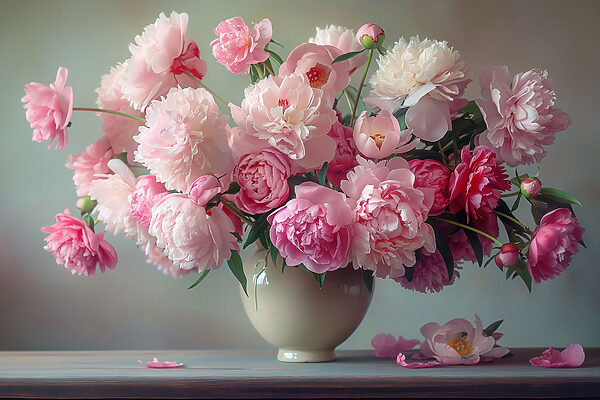 A vase of pink flowers A vase of pink flowers