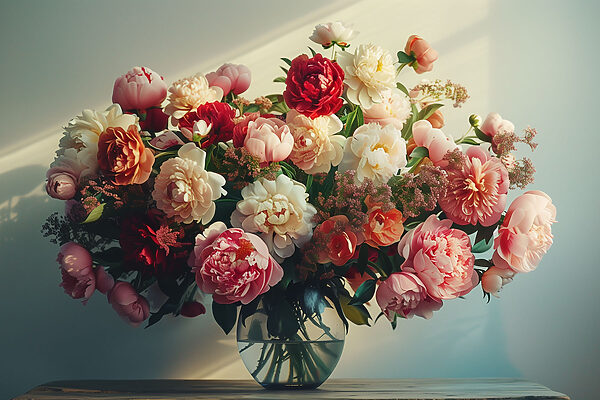Un vase de fleurs sur une table Un vase de fleurs sur une table