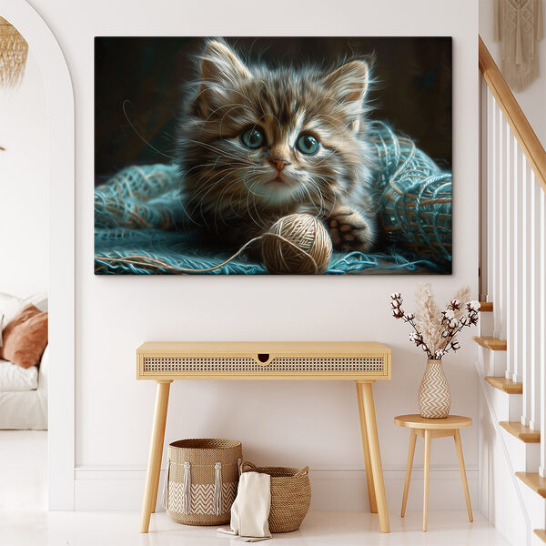 Un chat avec une pelote de laine Un chat avec une pelote de laine