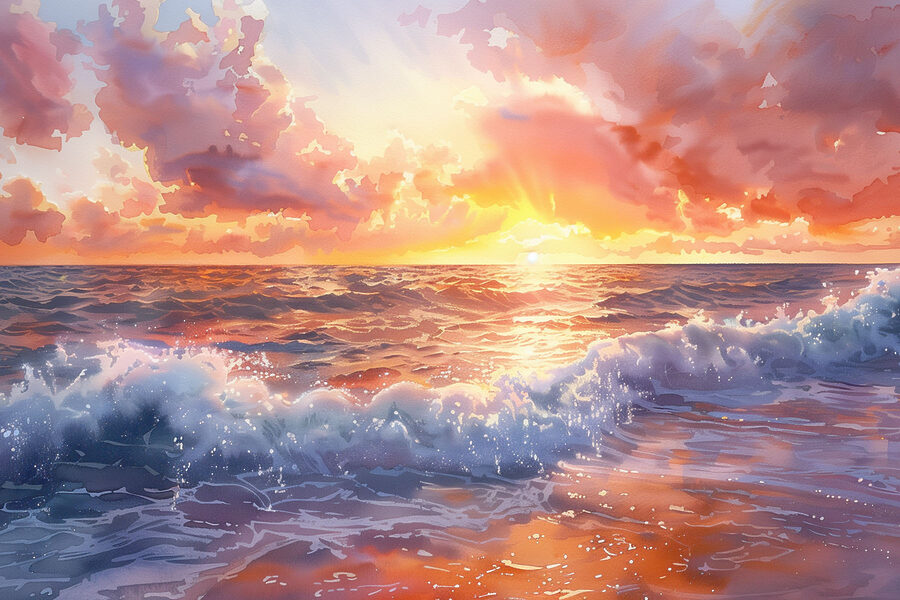 Coucher de soleil sur l'océan