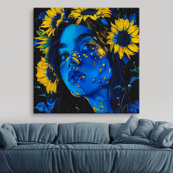Une femme avec des tournesols dans les cheveux Une femme avec des tournesols dans les cheveux